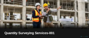 Construction site with quantity surveyors and blueprints for cost management in Australia.